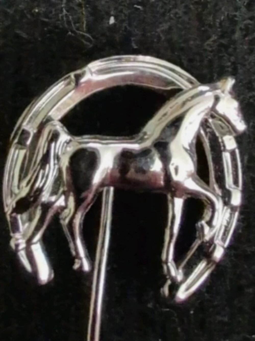 Vintage Silver Horse Horseshoe Stick Pin